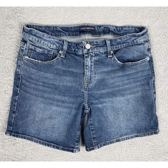 Lucky Brand Pants - Lucky Brand Bermuda Jean Shorts Womens 31 x 6.5 The Roll Up Dark Wash Mid Rise